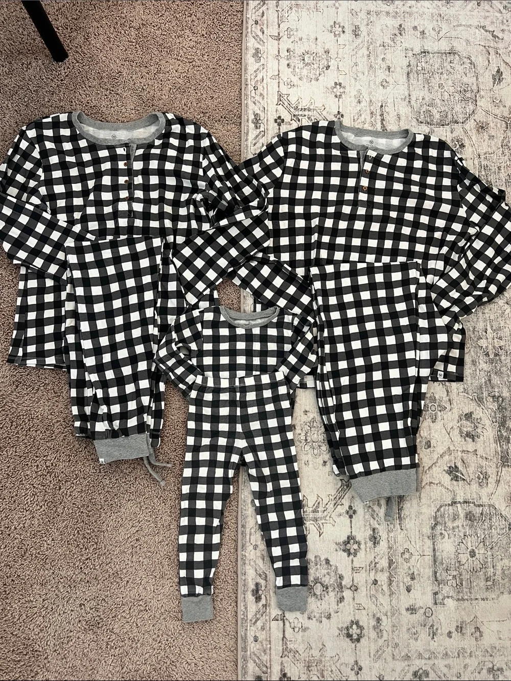 Black and White Buffalo Check Pajama Matching Sets - Classic Plaid